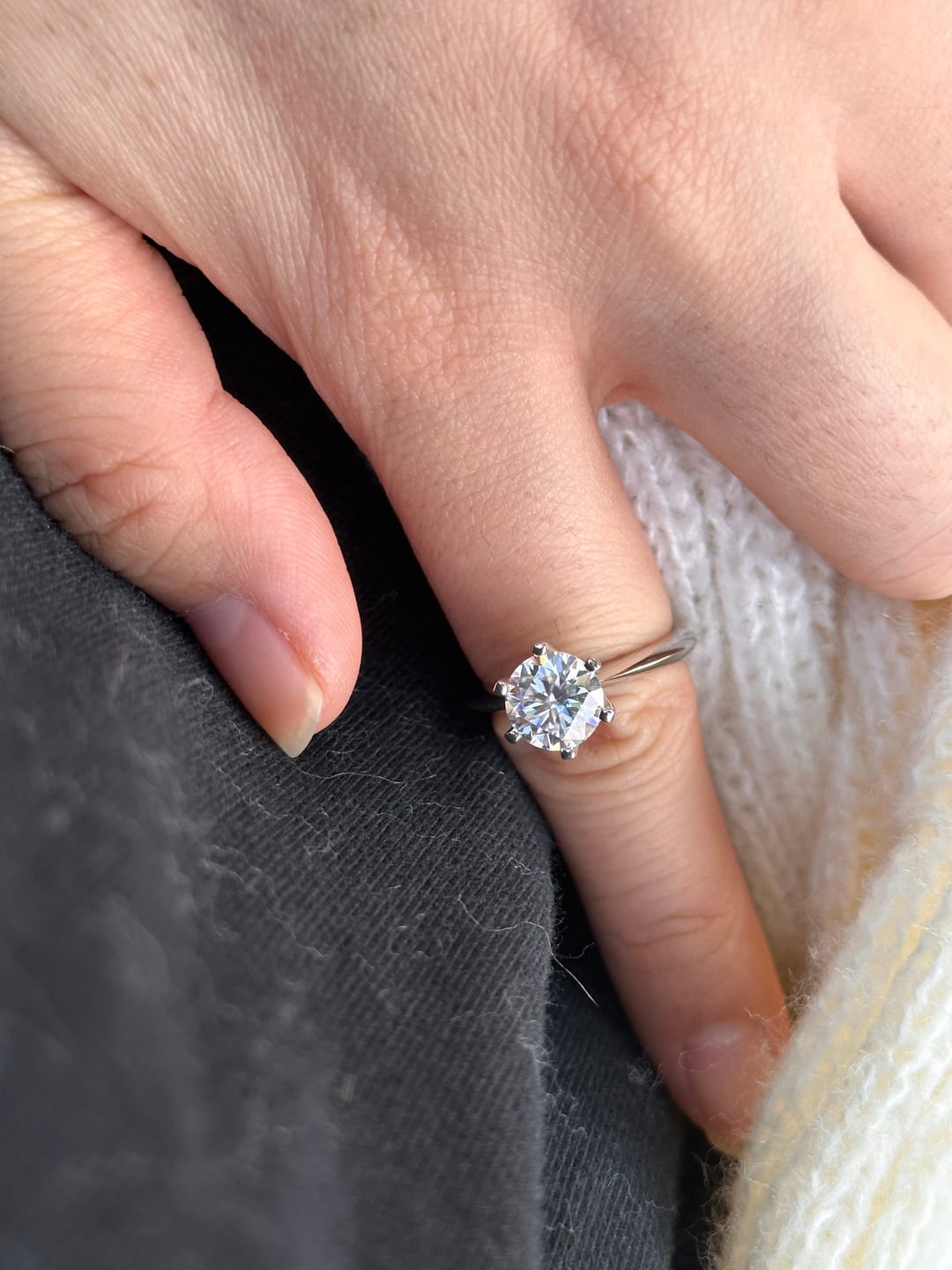 Customer photo review of S925 Moissanite Classic 2.0~3.0 Carat Round Cut Engagement Ring