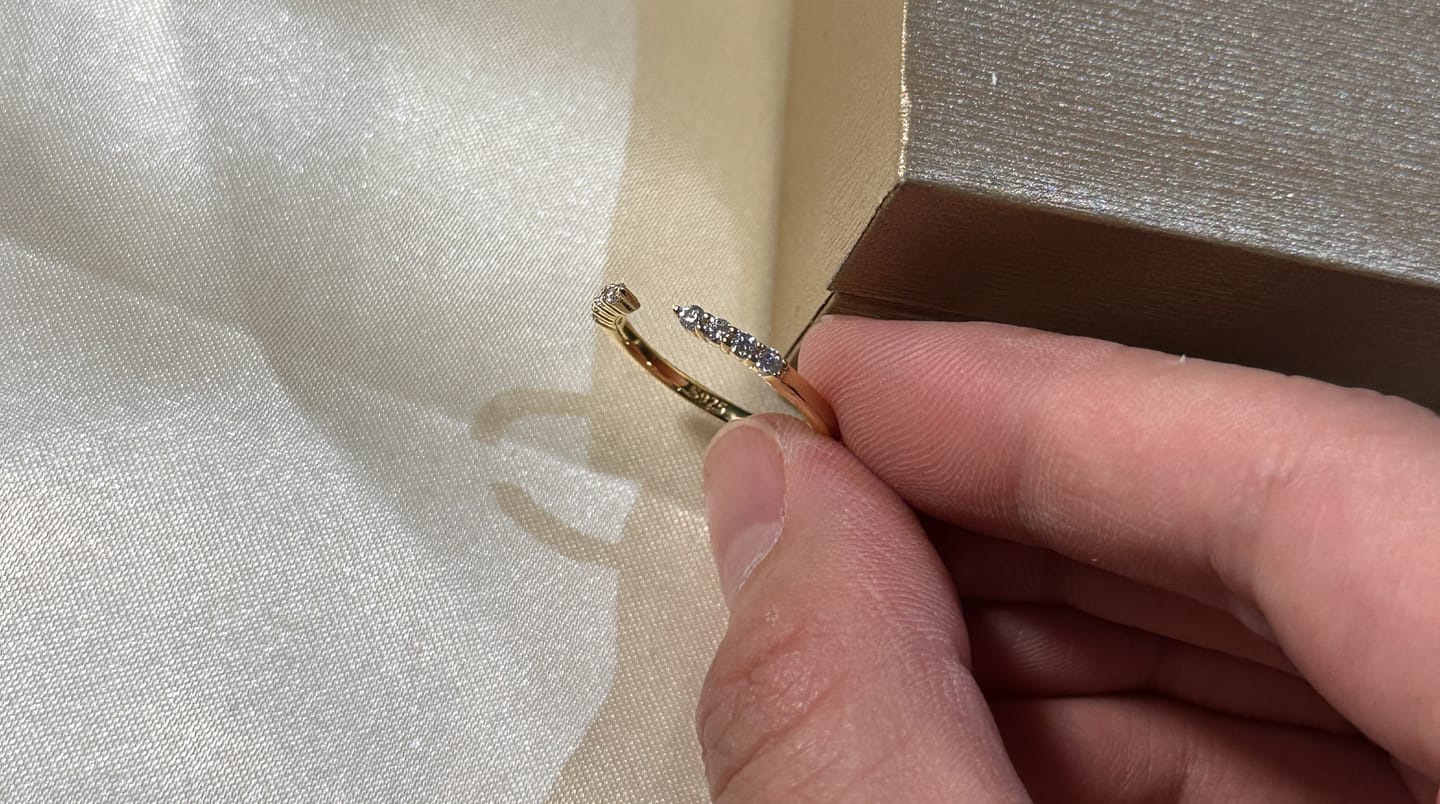 Customer photo review of Louily Dainty Open Wedding Band In Sterling Silver