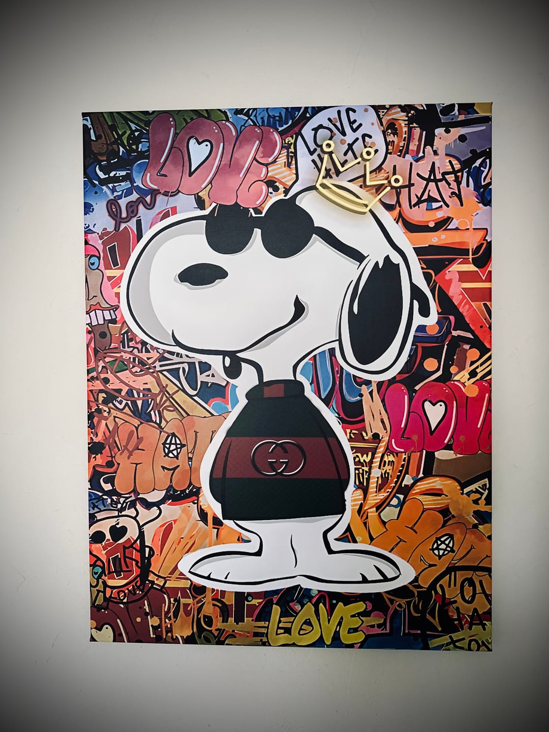 Customer photo review of Pop Art Wandbild in brillanten Farben - auf Leinwand oder Acrylglas - 5 Größen - Snoopy - Geschenkidee - Deko - Kunstdrucke - HH100 Artworks - Material: Leinwand, Größe: 60cmX80cm