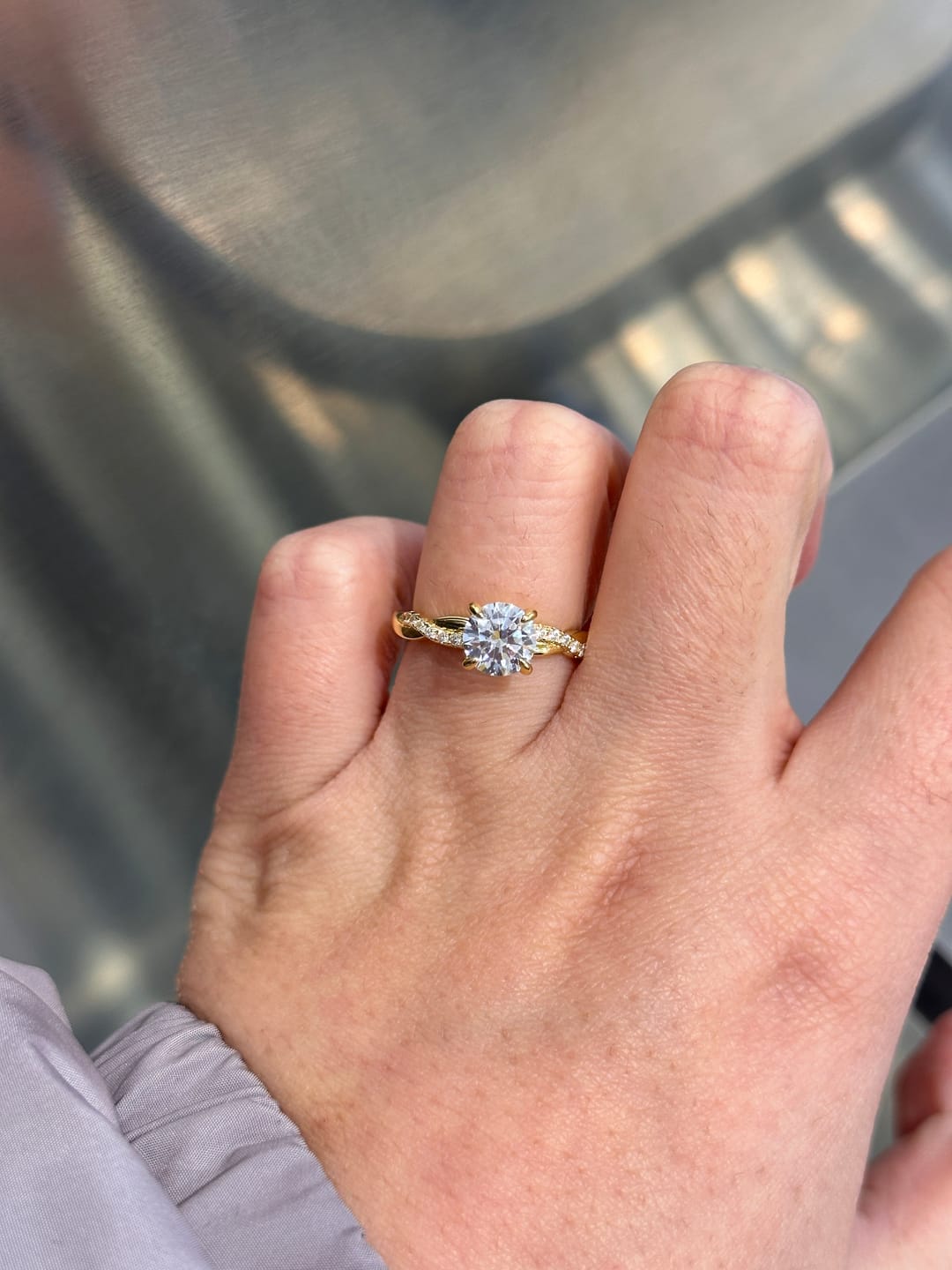 Customer photo review of S925 1.25 Carat Twist Round Cut Engagement Ring In Sterling Silver For Bridal & Daily Wear
