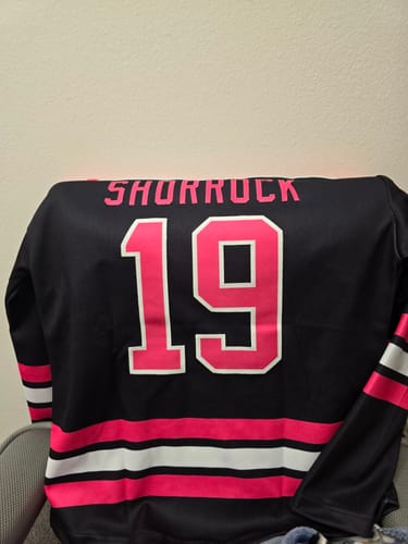 Customer photo review of Custom Black Pink-White Hockey Jersey