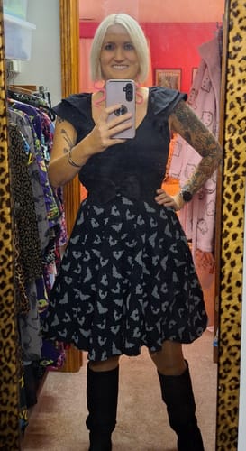 Customer photo review of Maneater Skater Skirt in Glow-in-the-Dark Bat Print - Vixen by Micheline Pitt