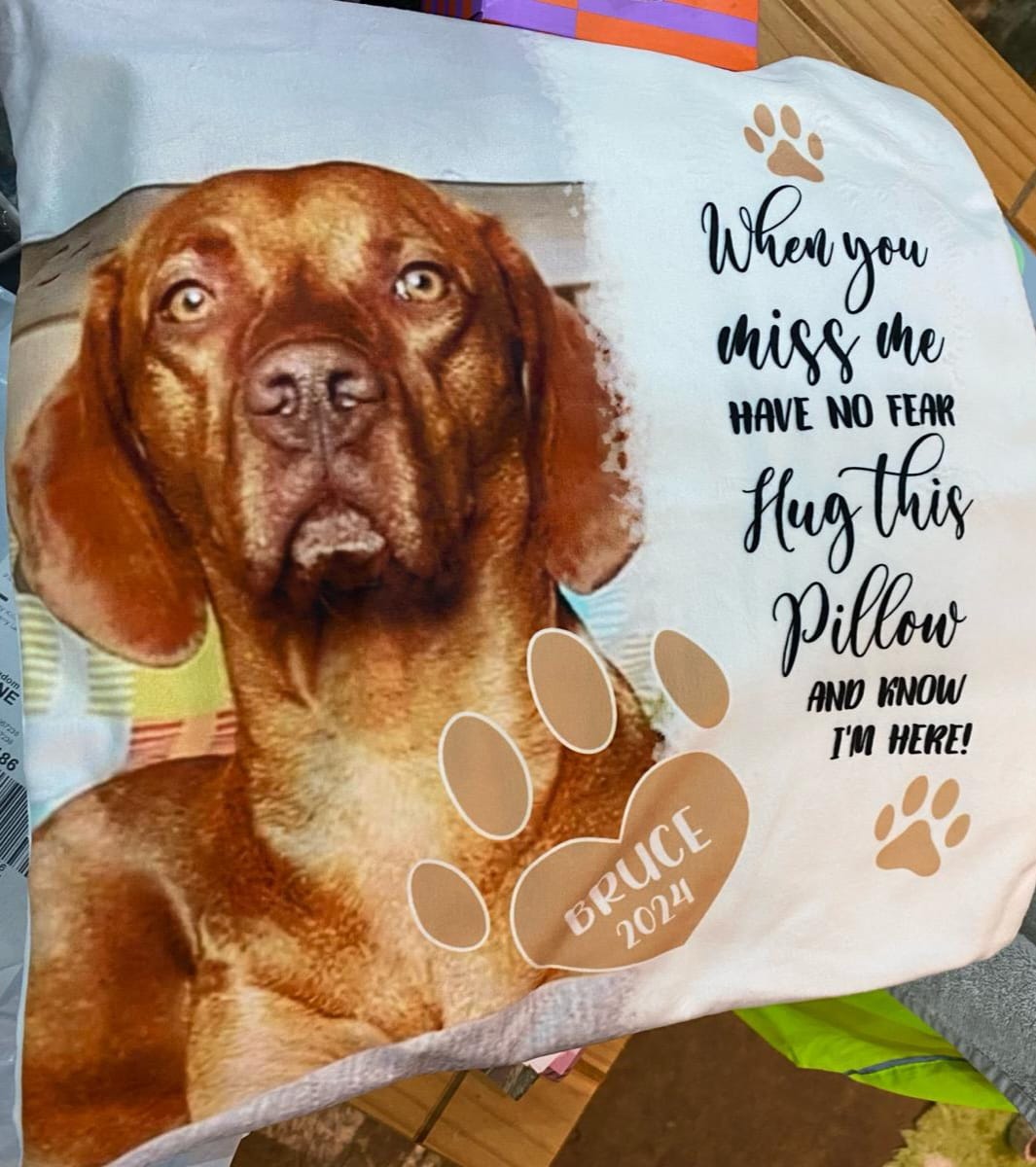 Customer photo review of When you miss me - Personalised pillow