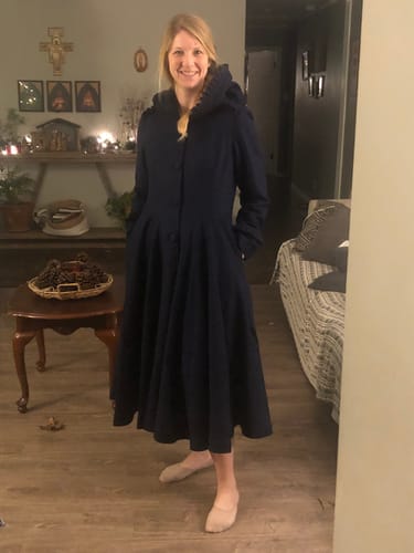 Customer photo review of Womens Long Wool Coat with Hood and Ruffle 1102#