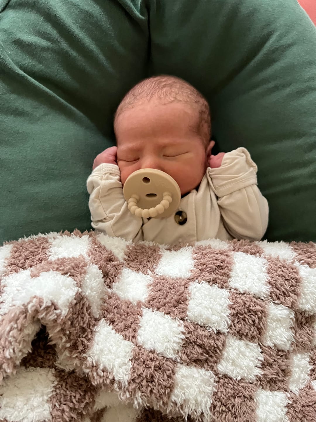 Customer photo review of Chocolate Milk & White Check Print Toddler Blanket