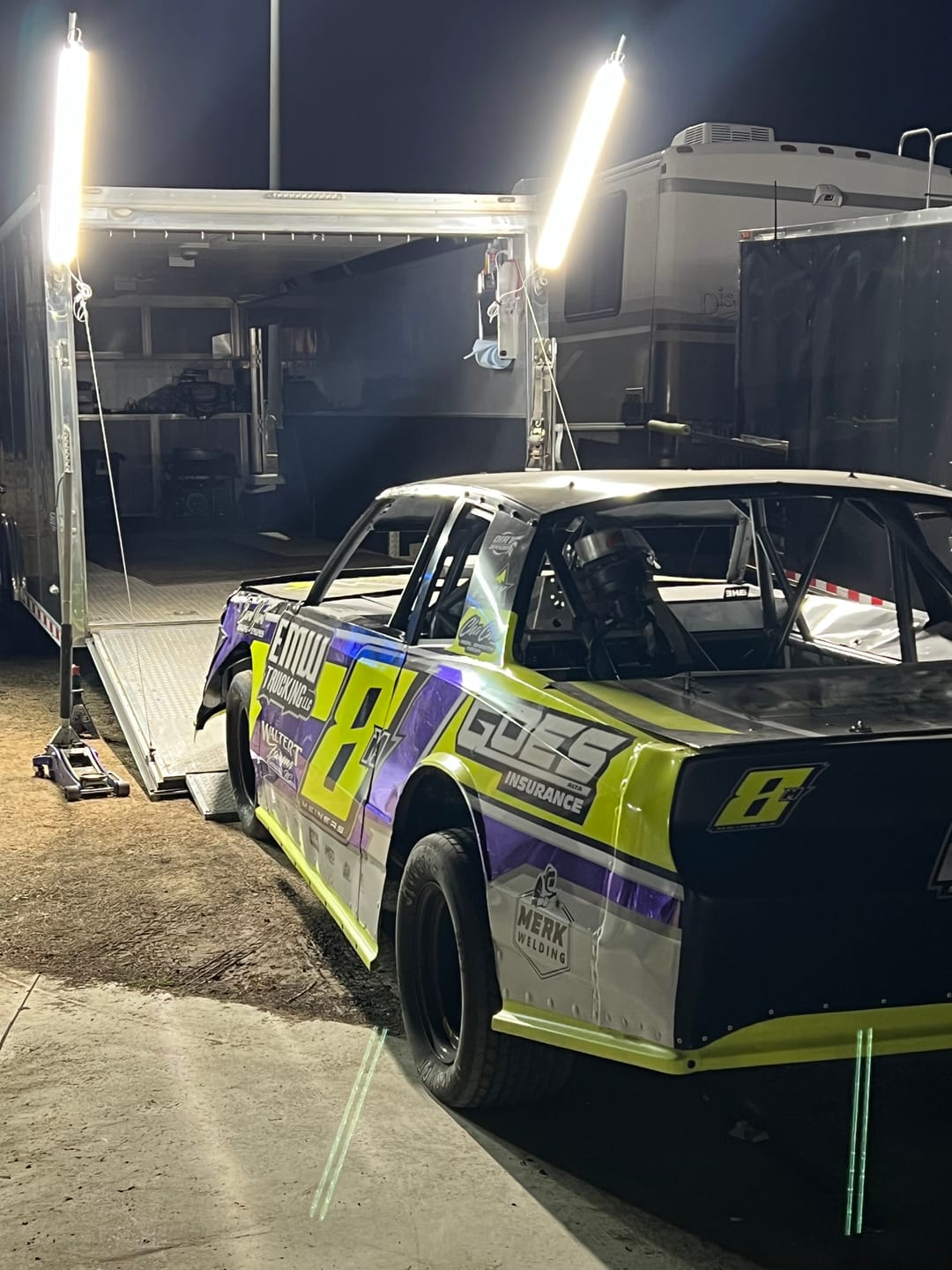 Customer photo review of Racing Trailer Pit Lights – Dual 10 Foot Pole 20,000 Lumens