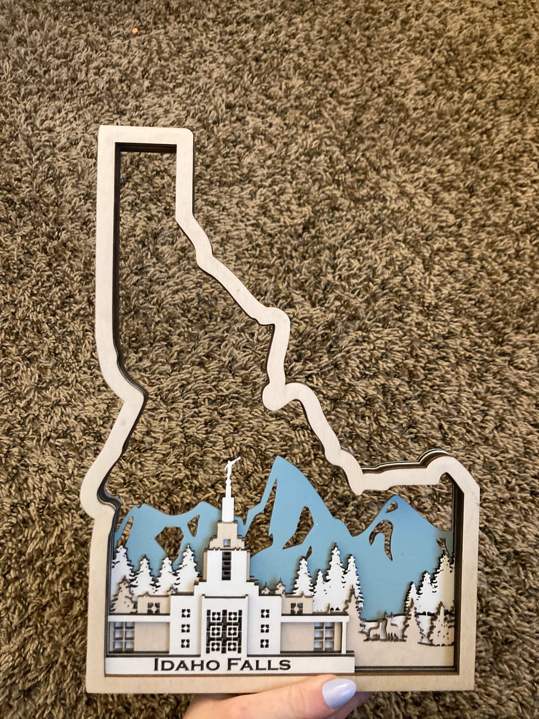 Customer photo review of Idaho Falls, Idaho Temple LDS Customized Temple State Sign, Laser cut and fully assembled