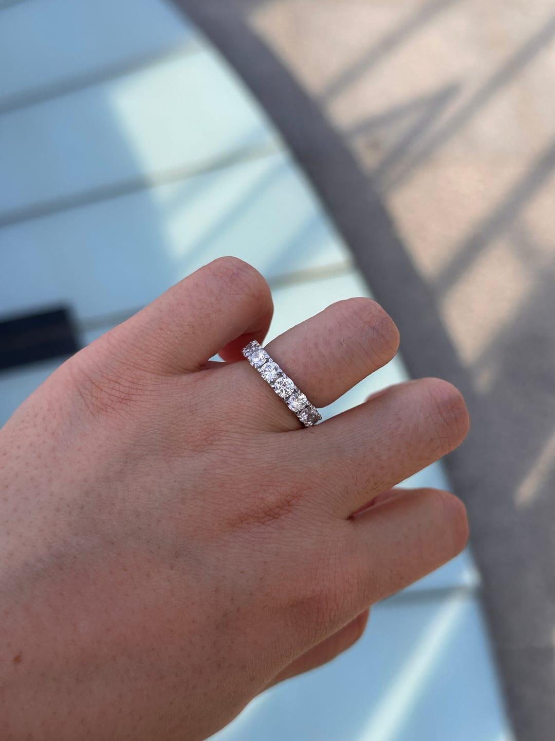 Customer photo review of Louily Stunning Round Cut Women's Wedding Band In Sterling Silver