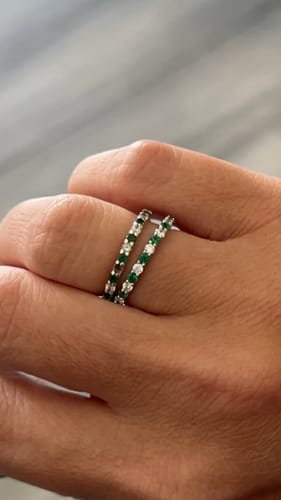 Customer photo review of Simulated Emerald CZ Stackable Eternity Ring in Sterling Silver