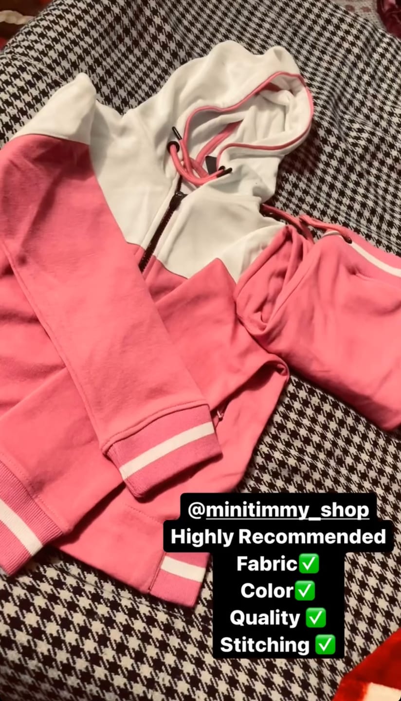 Customer photo review of Premium Quality Slim Fit Pink Tracksuit For Girls