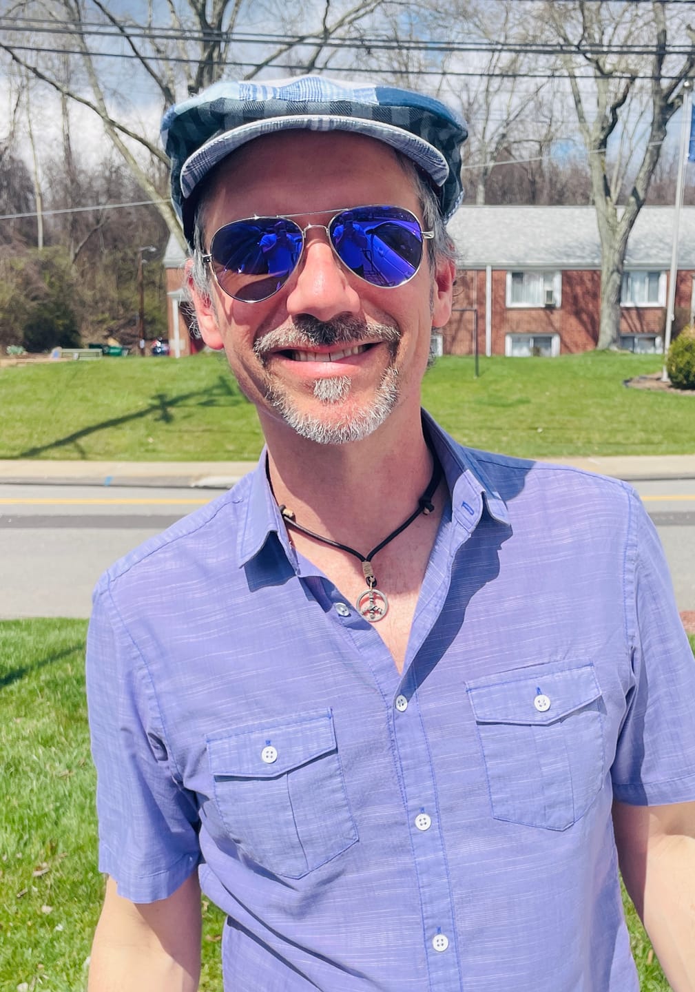 Customer photo review of Vintage Cap Patchwork Grey/Blue Linen