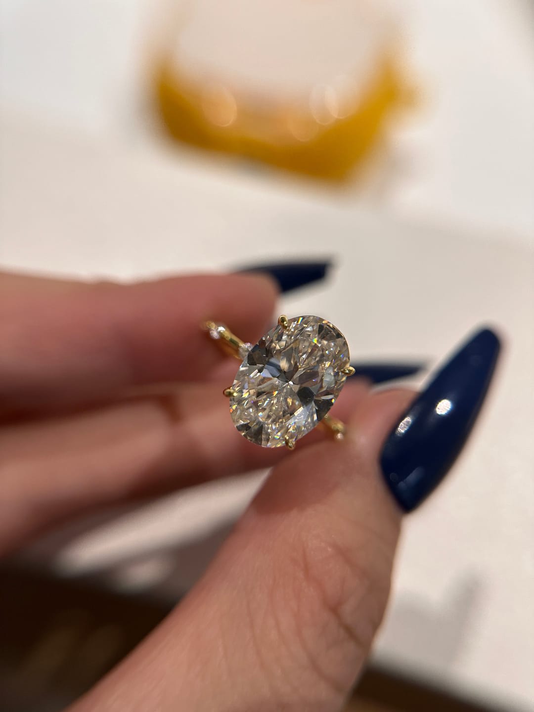 Customer photo review of S925 Yellow Gold 5.5Ct Oval Cut Engagement Ring In Sterling Silver