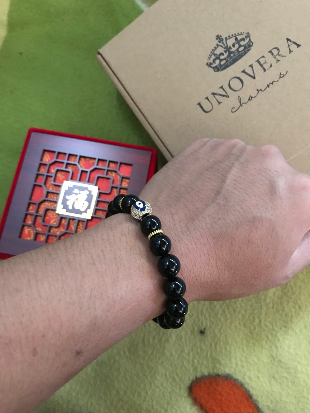 Customer photo review of Evil Eye Bracelet for Positive Energies, Good Luck, Good Karma & Protection