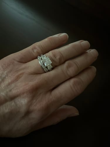 Customer photo review of 3-Stone 1.6ct Princess CZ Ring Set in Sterling Silver