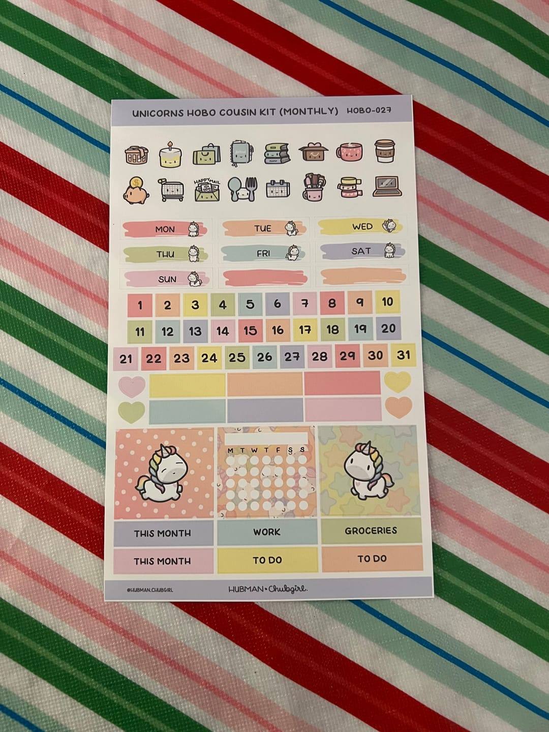 Customer photo review of Rainbow Unicorns Theme Hobonichi Cousin Monthly Kit