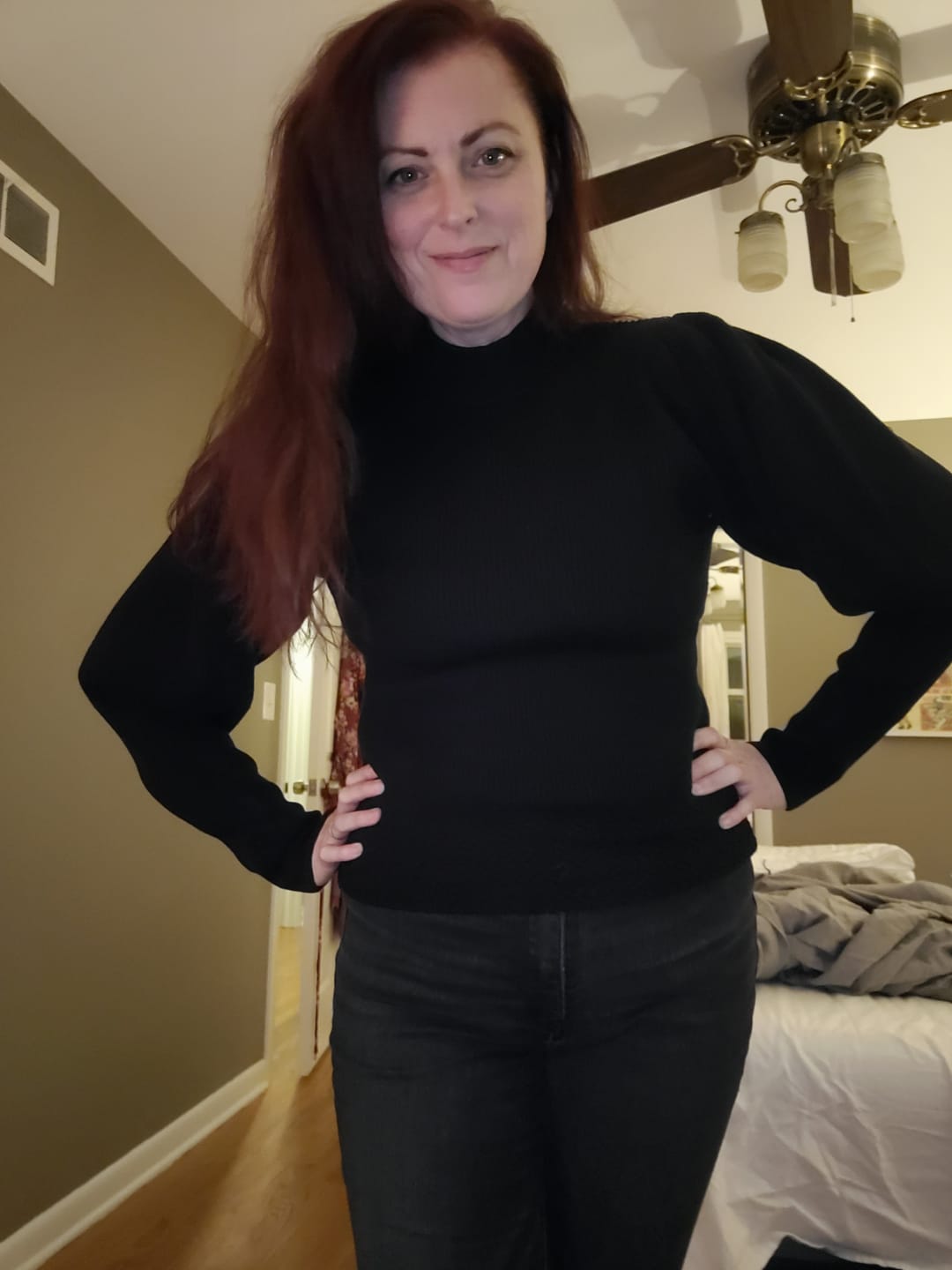 Customer photo review of Victorian Cycling Pullover Sweater in Black