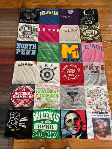 T-shirt quilt featuring power puff team by LESLEE from PA