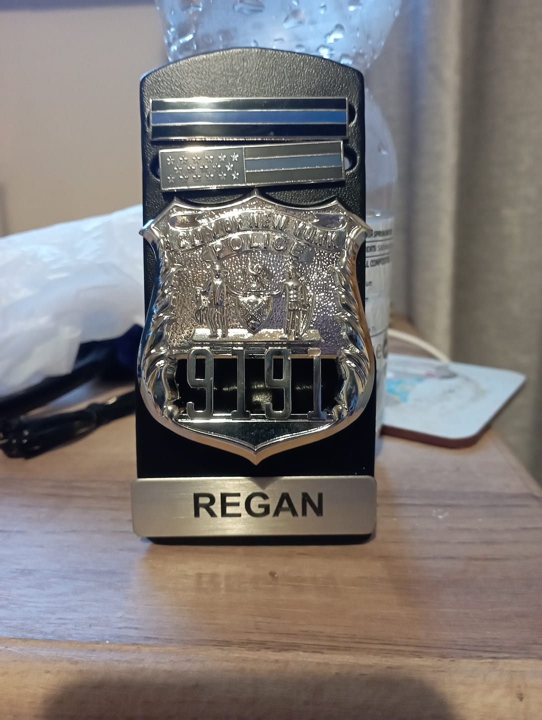 Customer photo review of NY New York Police Officer Badge Replica Movie Props *Customizable Badge Number*