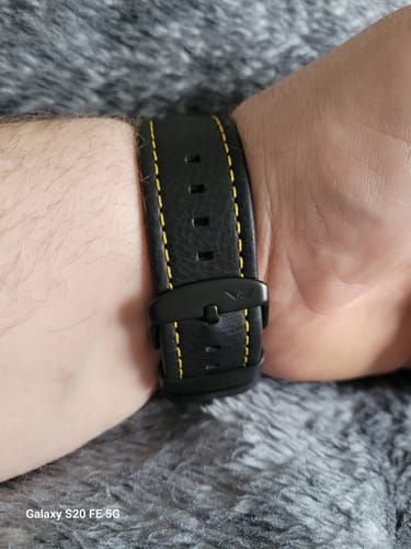 Customer photo review of ANCHAR BLACK & YELLOW LEATHER STRAP 24mm - BLACK BUCKLE