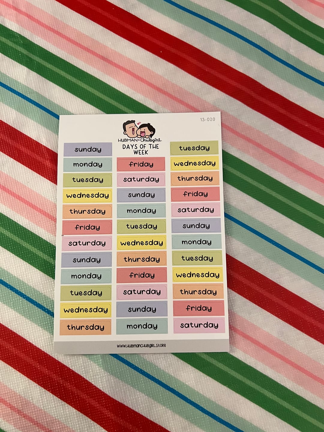 Customer photo review of Days of the Week - Rainbow Unicorns Planner Stickers