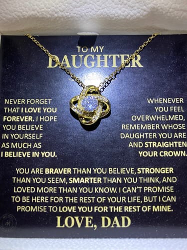 Customer photo review of Beautiful Gift for Daughter From Dad "Never Forget That I Love You" Necklace