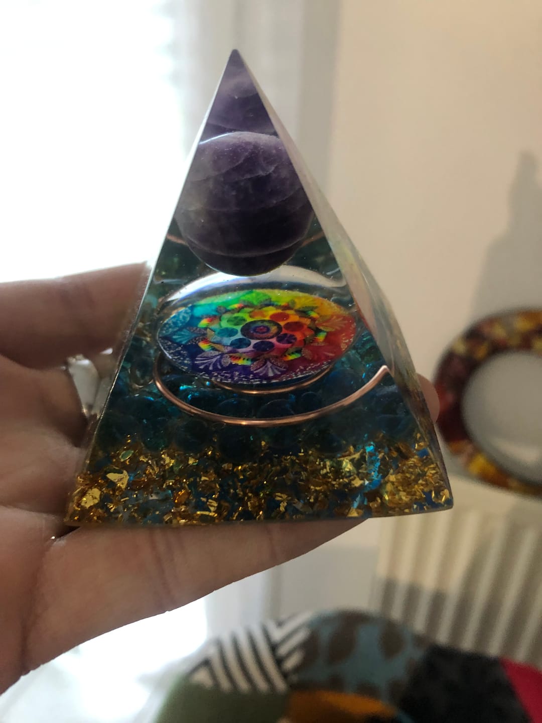 Customer photo review of Orgonite "Abondance & Protection" en Améthyste & Quartz Bleu