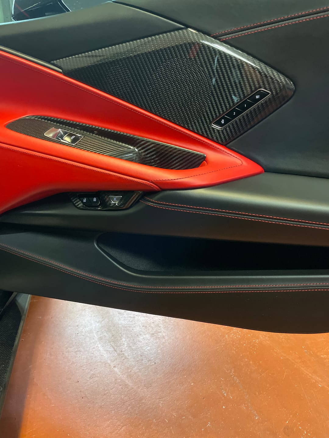Customer photo review of Corvette C8 Carbon Fiber Interior Door Speaker Cover