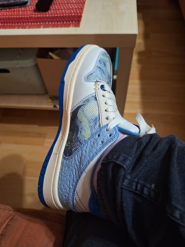 Customer photo review of Van Gogh Starry Night inspired sneakers