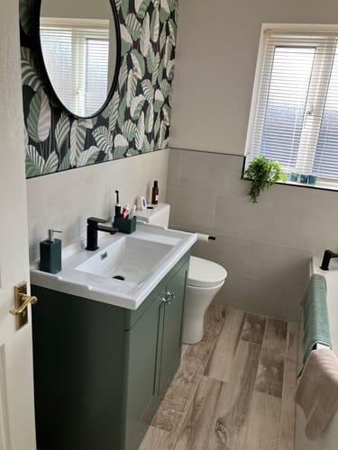Customer photo review of Classique 800mm Floor Standing 2 Door Unit & Basin 1TH - Satin Green