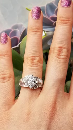 Customer photo review of Halo Woven Marquise CZ Ring in Sterling Silver