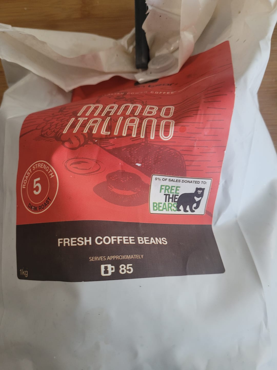 Customer photo review of Strong Dark Roast Espresso Coffee - Mambo Italiano