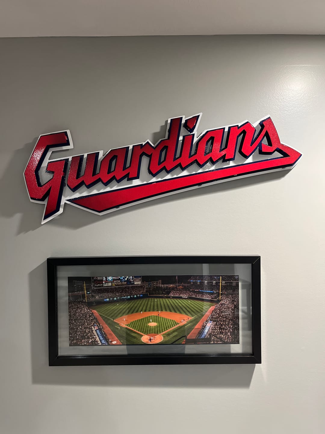 Customer photo review of Cleveland Guardians Script "GUARDIANS"  3D Vintage Metal Wall Art