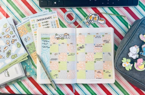 Customer photo review of Calm Koi Pond Theme Hobonichi Cousin Weekly Kit (Set of 3)