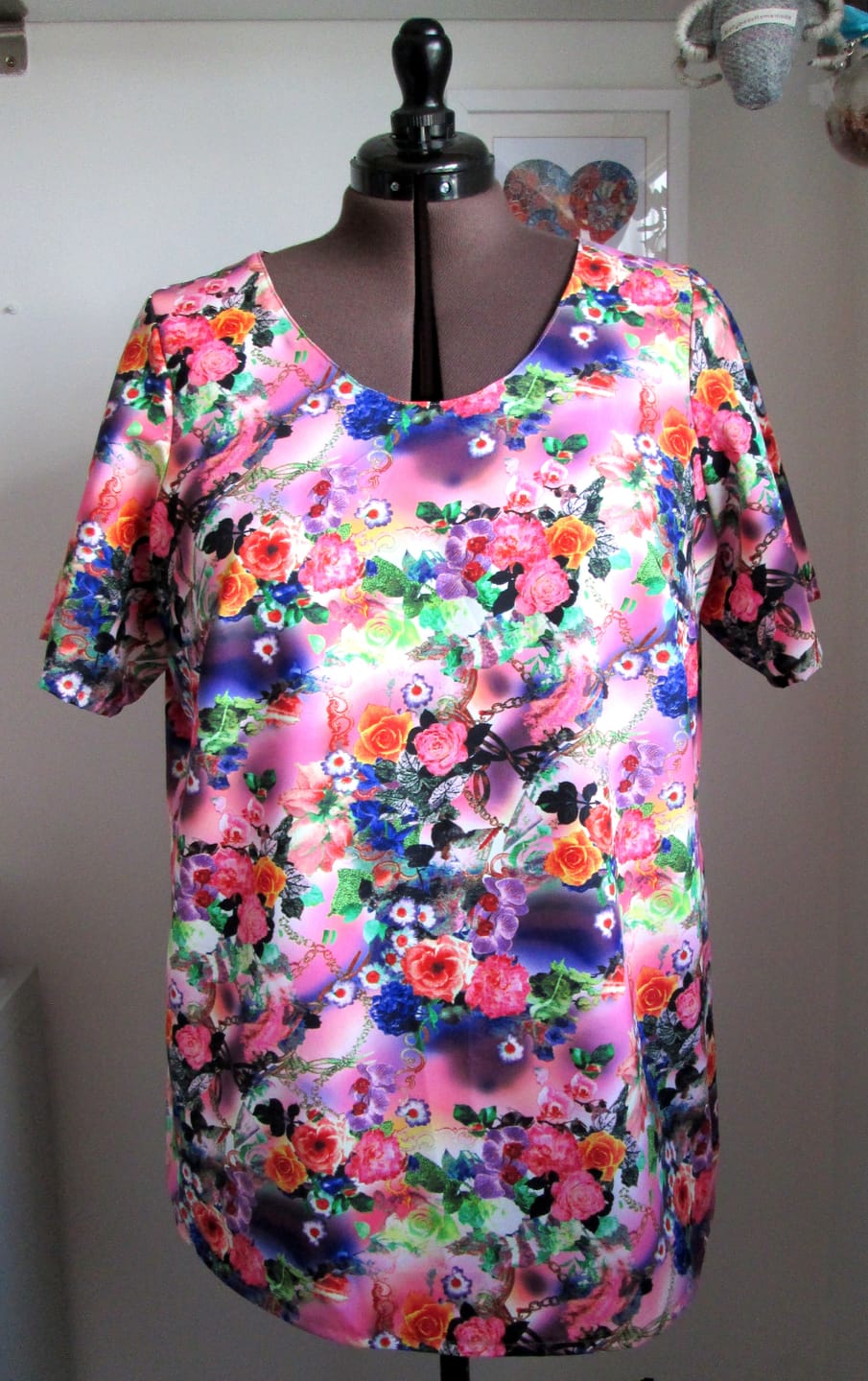 Customer photo review of Pink and Orange Floral Cotton-Touch Polyester Fabric