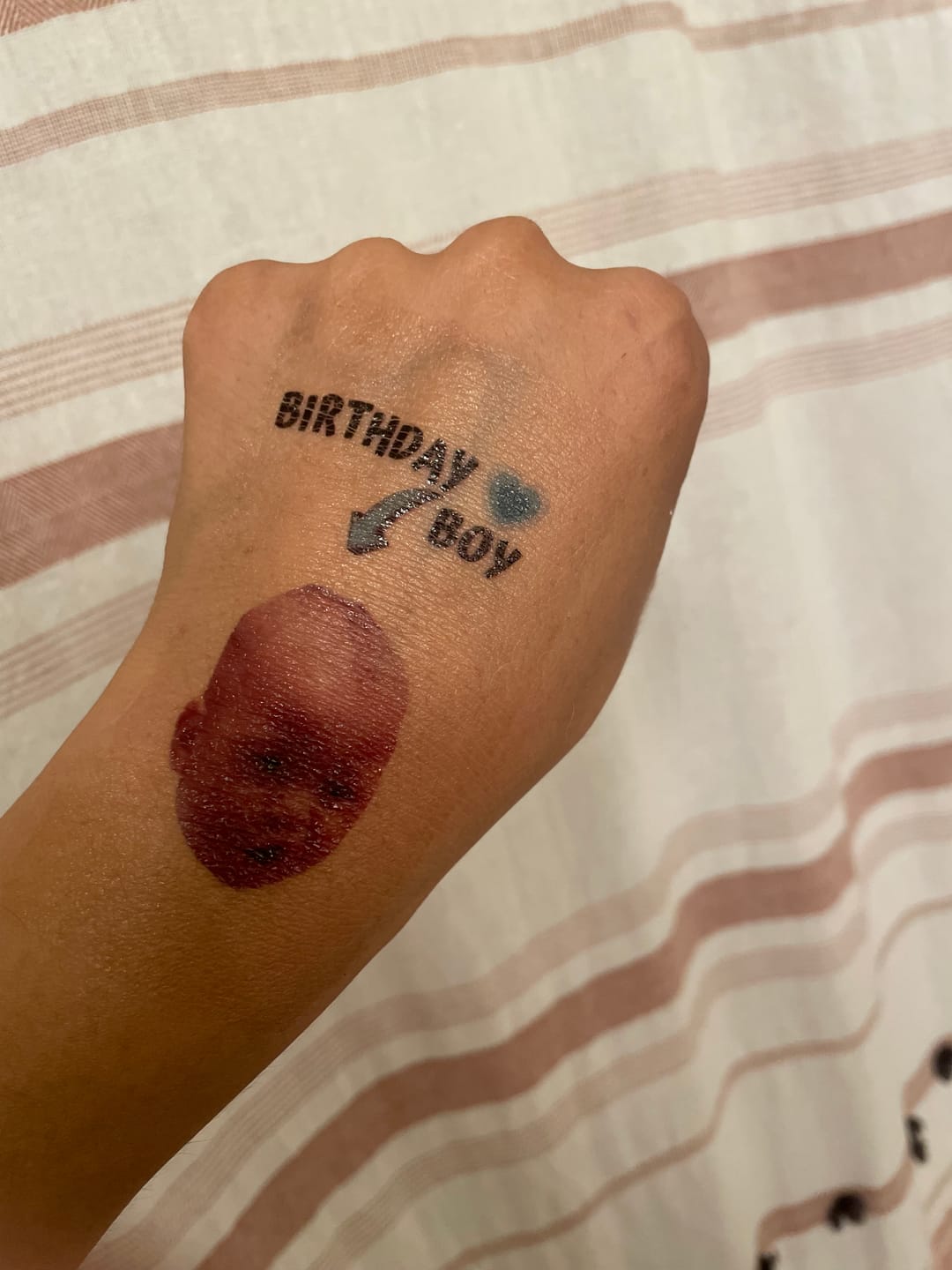 Customer photo review of Baby Birthday Boy Tattoo