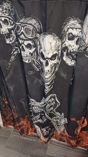 Customer photo review of Skull Shower Curtain Five Skull With Motocycle DT01