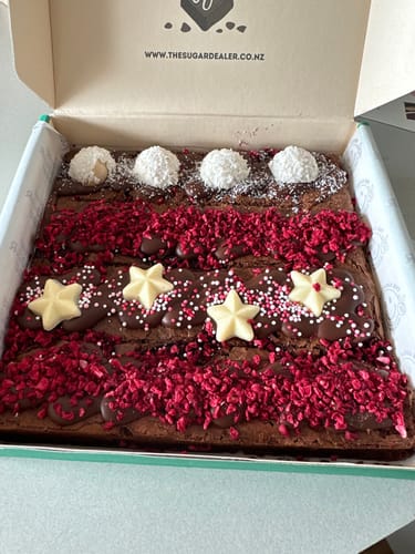 Customer photo review of Raspberry white choc brownie