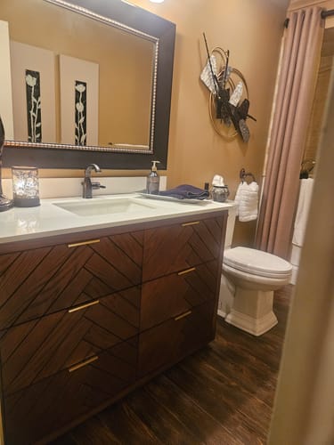 Customer photo review of TULIP80 - 48" Walnut , Floor Standing Modern Bathroom Vanity, White Quartz Countertop "" PRE ORDER NOW ""
