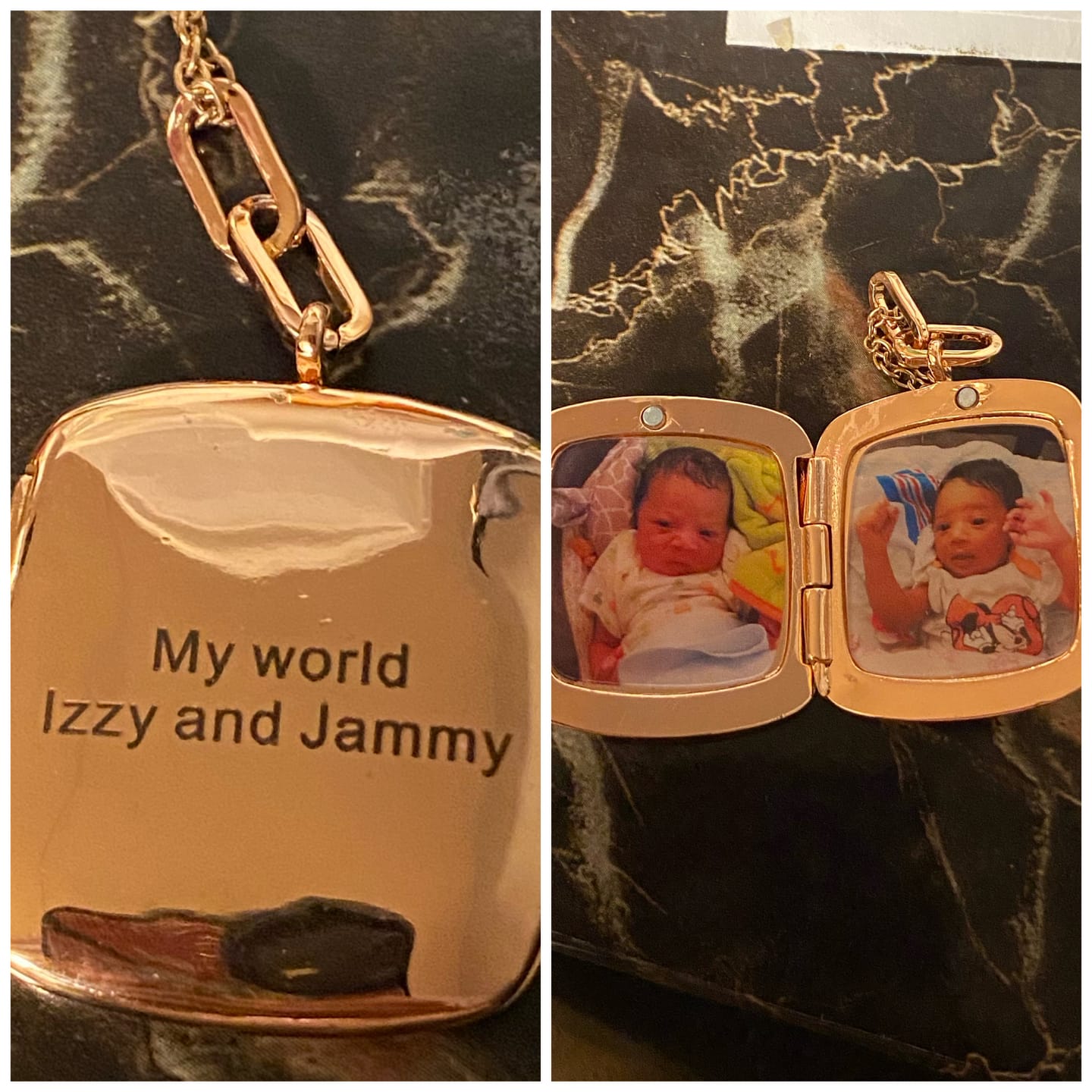 Customer photo review of Personalized Photo Necklace With Two Pictures