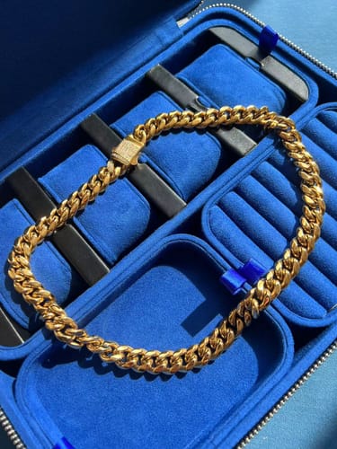 Customer photo review of The Golden Nugget® - 12mm Iced Miami Cuban Link Chain 18K Gold Plated with CZ Clasp
