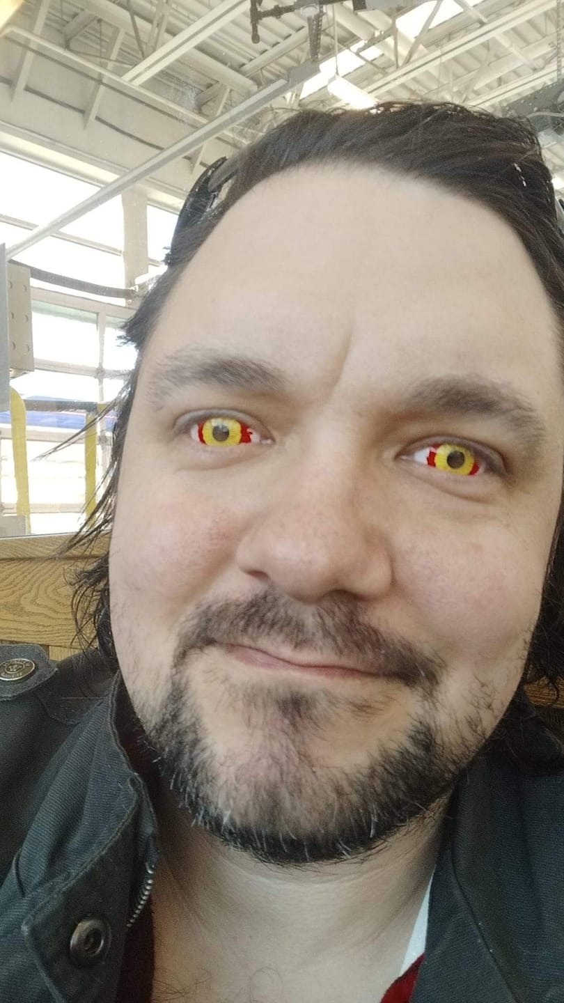 Customer photo review of Clown Pennywise Eyes Sclera Contact Lenses
