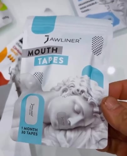 Customer photo review of JAWLINER® Anti Snoring Mouth Tape