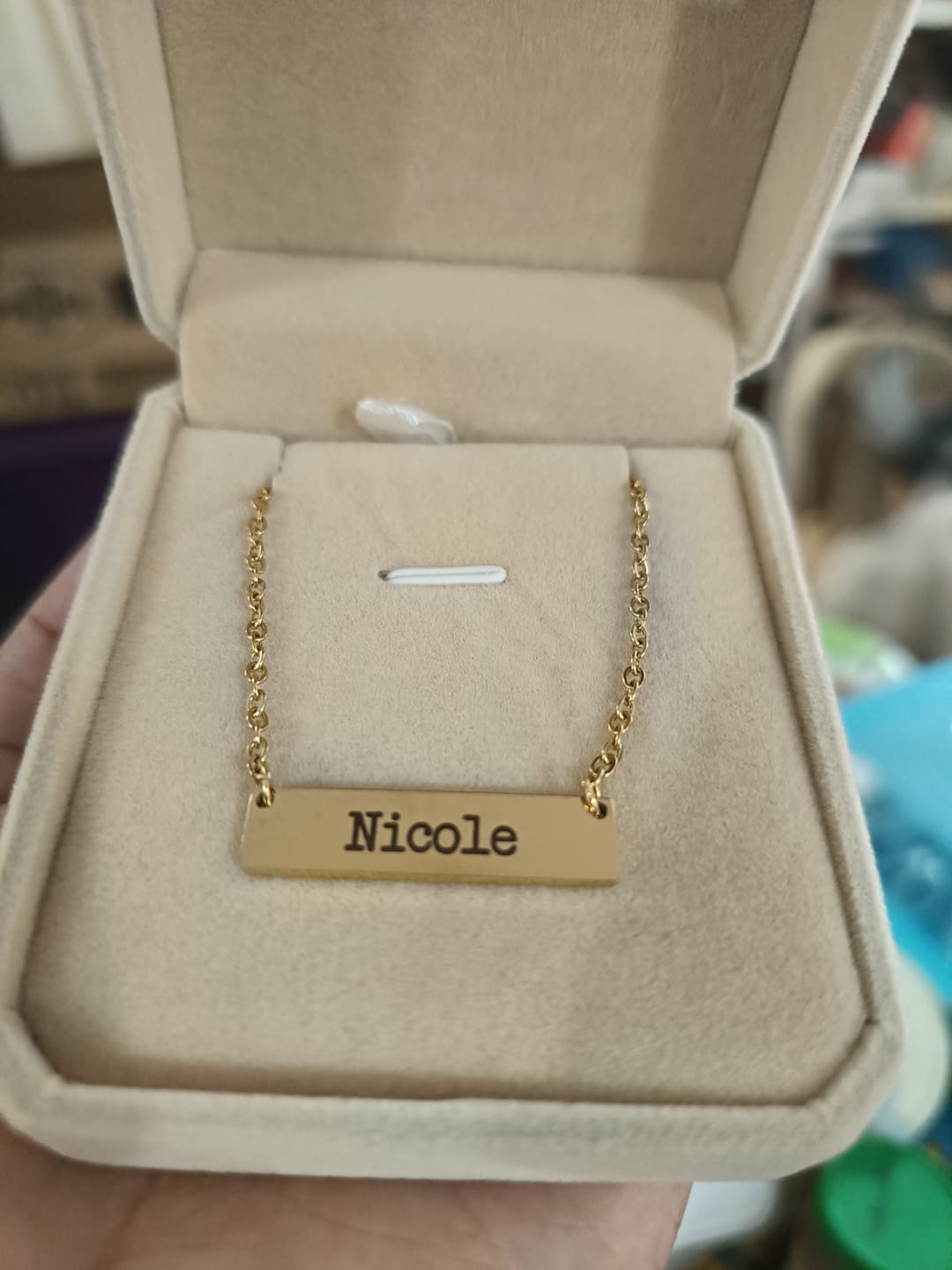 Customer photo review of Printave™ Personalized Horizontal Bar Necklace