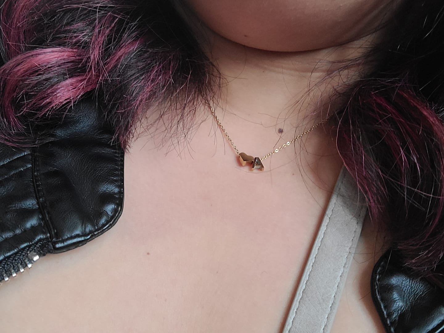 Customer photo review of Forever Love & Letter Gold Necklace