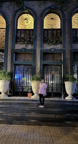 Customer photo review of Pink Polka Dot Chiffon Floral Nursing Top