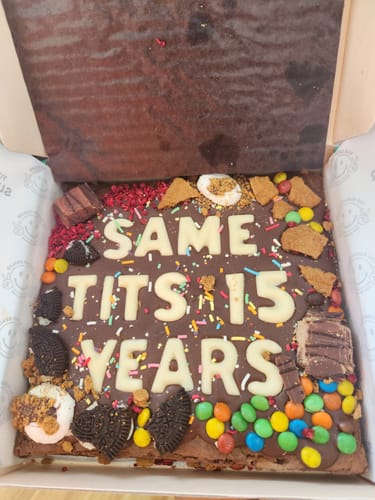 Customer photo review of Custom message loaded brownie