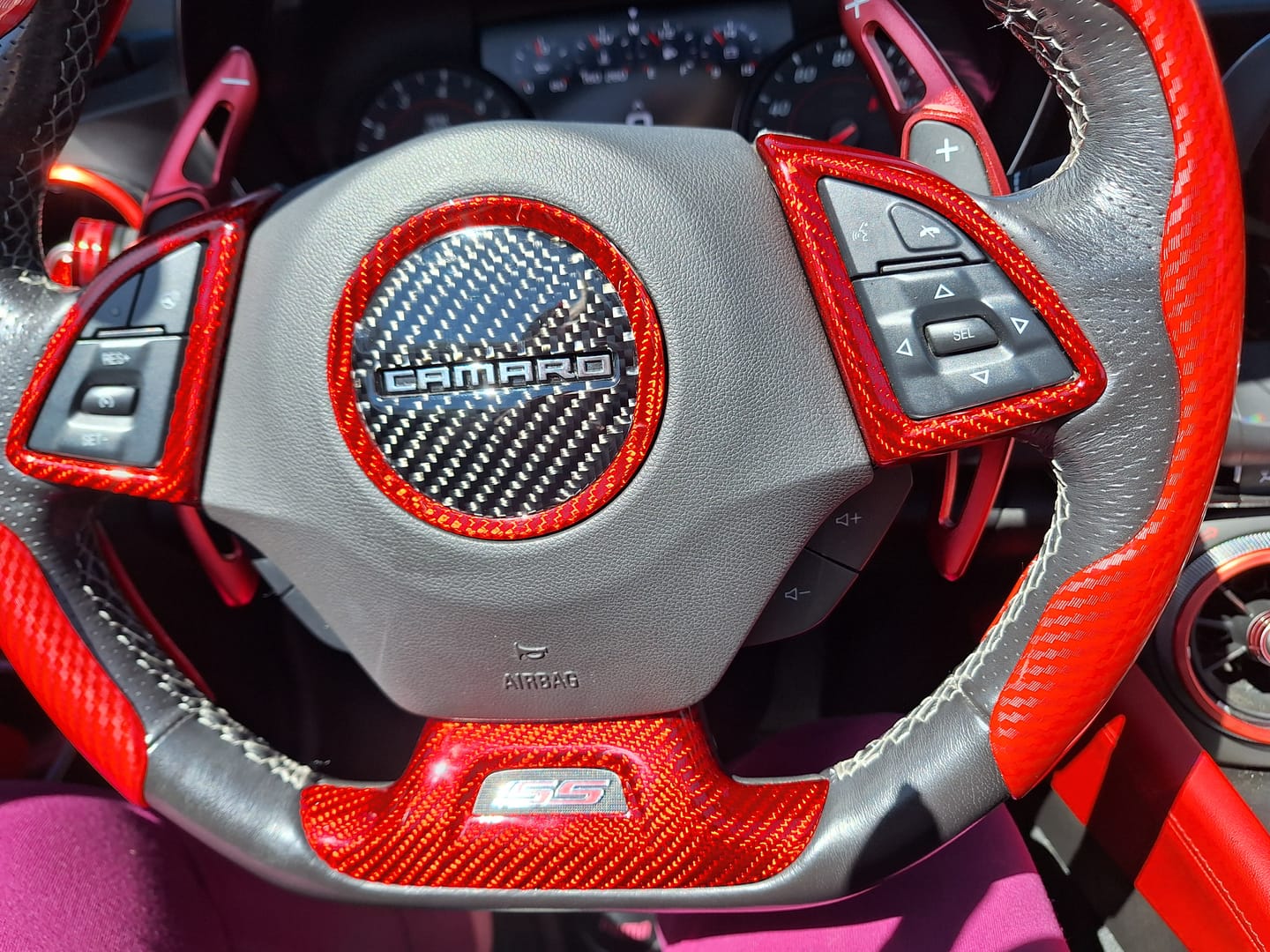 Customer photo review of 2016-2024 Camaro Steering Wheel and Airbag Chrome Delete Covers