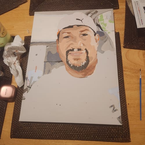 Customer photo review of Custom Pre-Framed Canvas Paint by Number Kit - Upload Your Photo - Brush Set Included