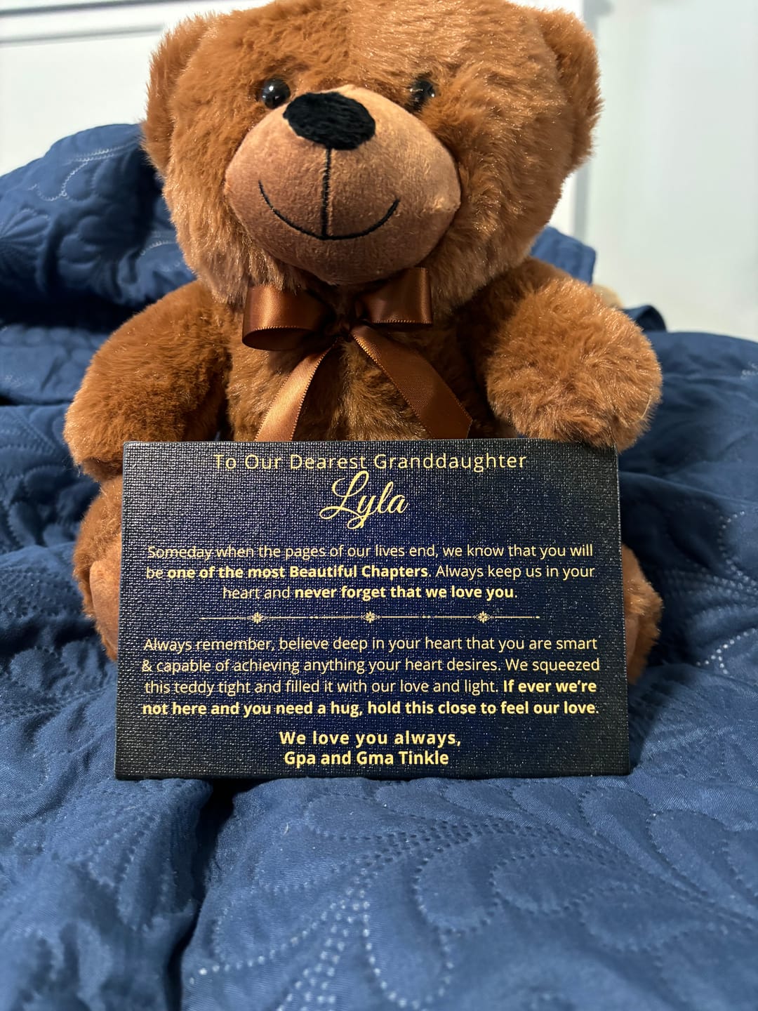 Customer photo review of Granddaughter, Never Forget - Teddy Bear with Personalized Canvas Message Card (GD79-P)