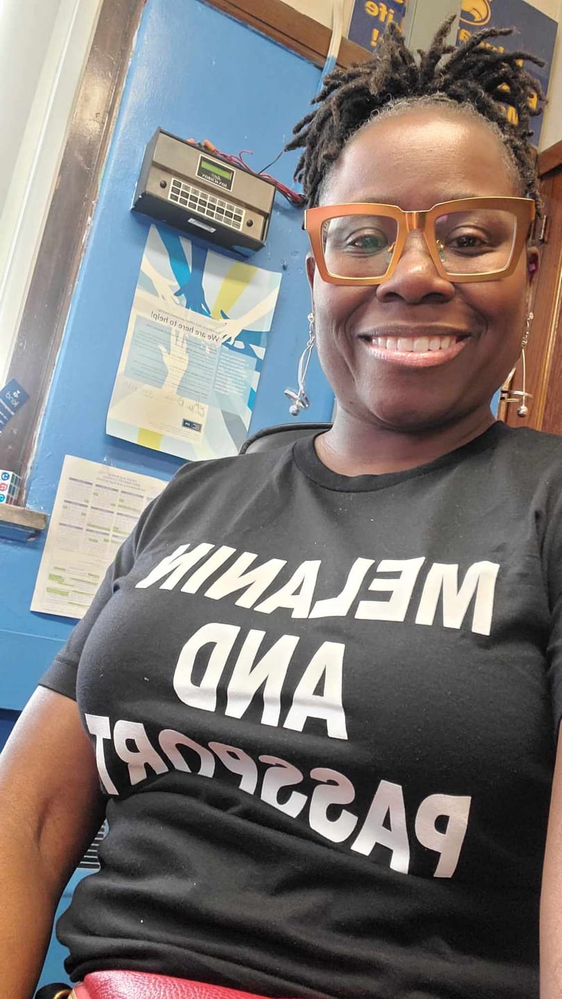 Customer photo review of Melanin and Passport Women's Shirt